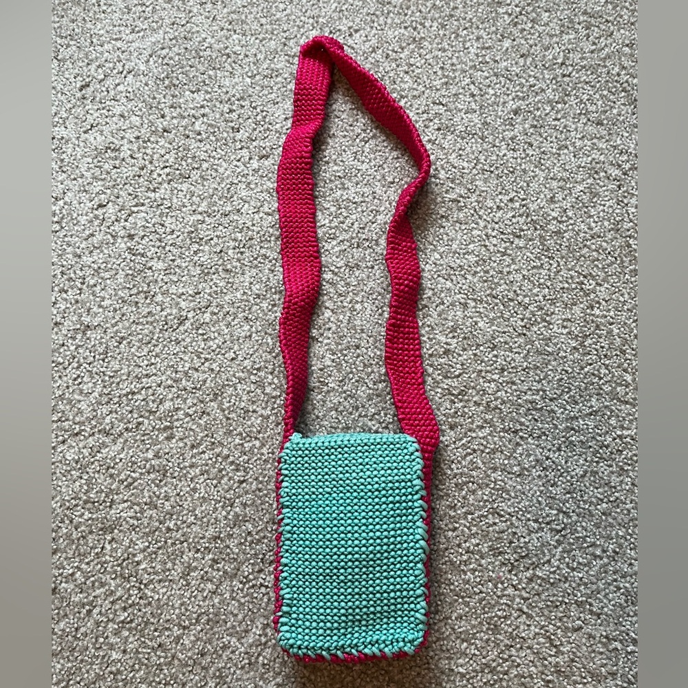 Handmade Pink and Blue Knit Bag